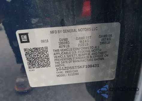 2019 Chevrolet Malibu Lt z USA, uszkodzony, nr VIN 1G1ZD5ST5KF108431